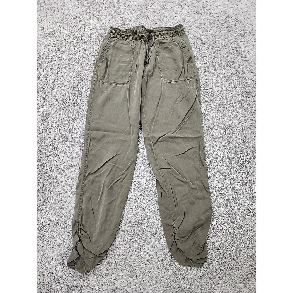 Thread+Supply Pants Womens M Olive Green Pull On Ruched Ankle Utility Outdoor